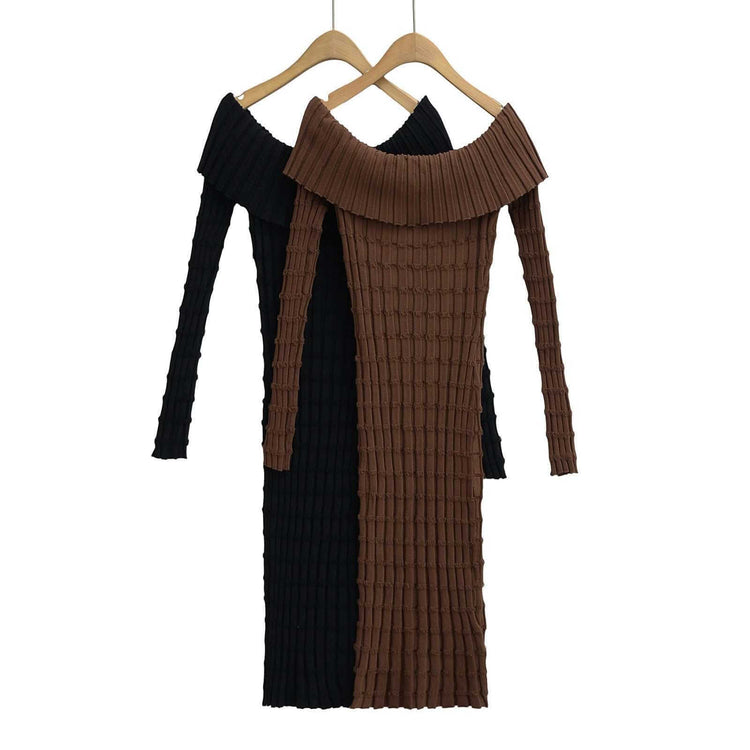 Elegant Cold-Shoulder Bodycon Knitted Dress for casual wear