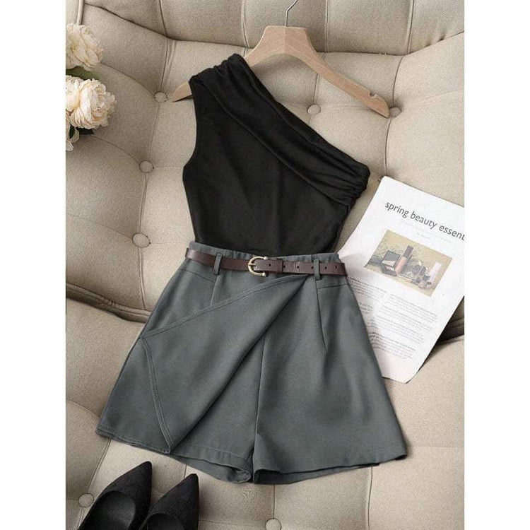 Fashionable All-Match Commuter High Elastic Black Shorts – Casual Chic Look
