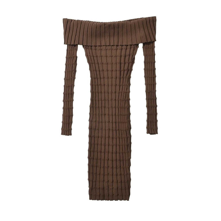 Trendy Cold-Shoulder Bodycon Knitted Dress outfit idea