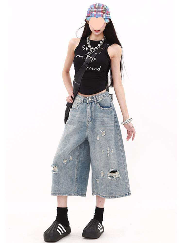 High-waisted cropped jeans for women