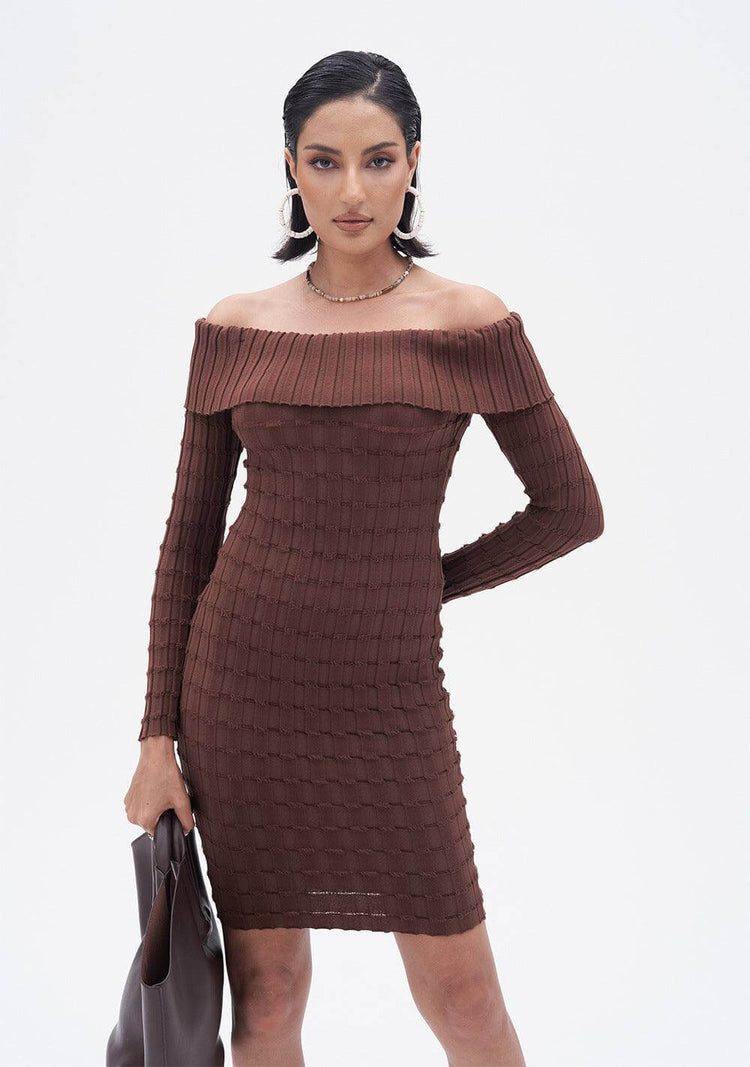 Comfortable Cold-Shoulder Bodycon Knitted Dress for work or events