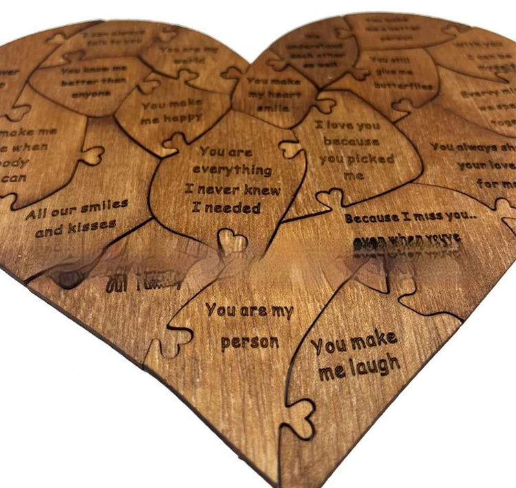 Wooden Heart Puzzle Romantic Love Jigsaw Valentines Gift for Wife Husband - SnagBag