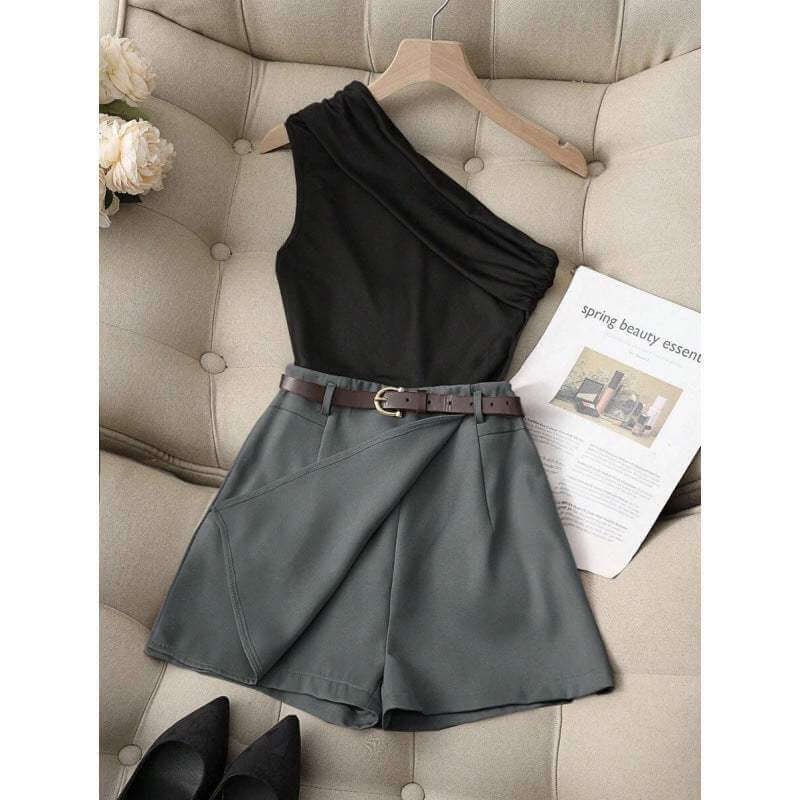 Fashionable All-Match Commuter High Elastic Black Shorts – Casual Chic Look