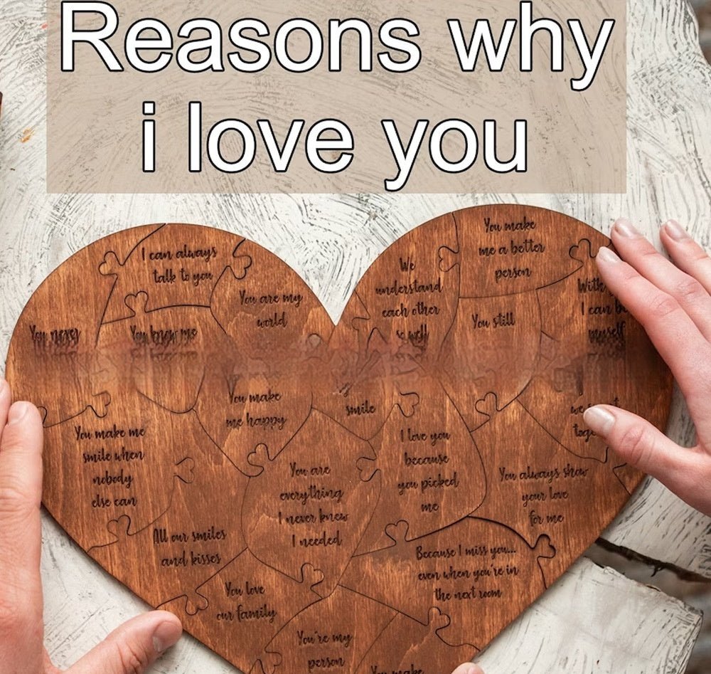 Wooden Heart Puzzle Romantic Love Jigsaw Valentines Gift for Wife Husband - SnagBag