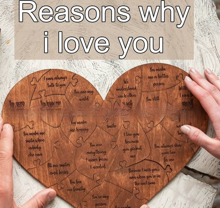 Wooden Heart Puzzle Romantic Love Jigsaw Valentines Gift for Wife Husband - SnagBag