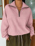 Long Sleeve Zipper Pullover Lapel Sweater paired with jeans