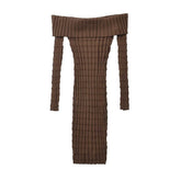 Trendy Cold-Shoulder Bodycon Knitted Dress outfit idea