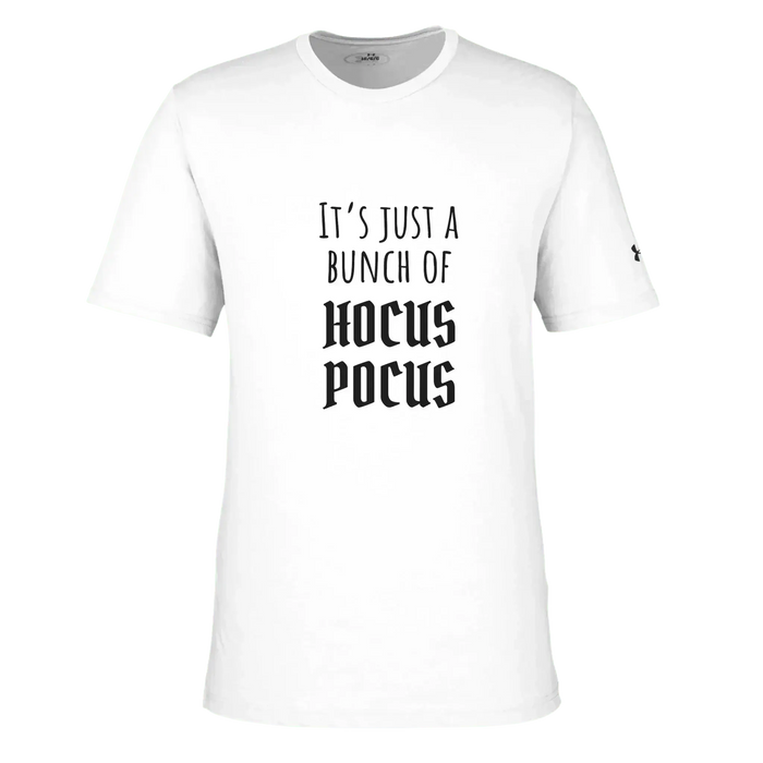 Men's Athletic Crewneck T-Shirt featuring 'It's just a bunch of Hocus Pocus' design in bold black lettering.