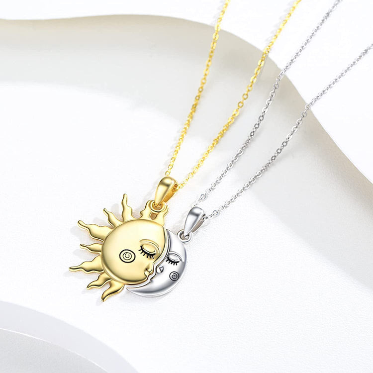 18K Golden Magnetic Sun Star Couple Pendant Necklace Valentine&
