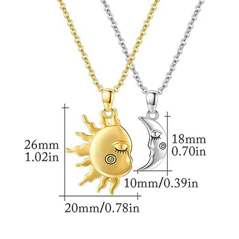 18K Golden Magnetic Sun Star Couple Pendant Necklace Valentine&