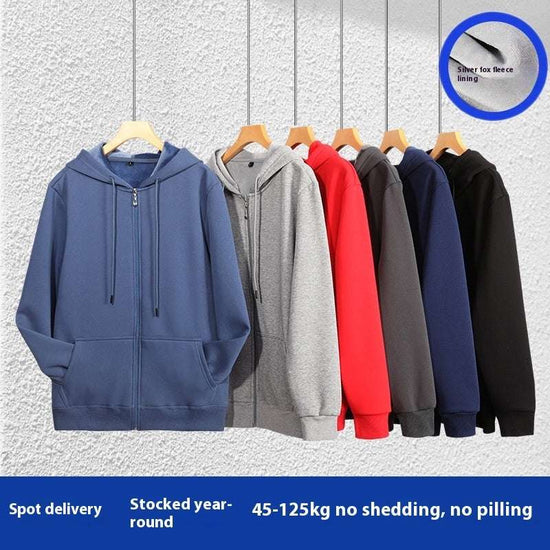European And American Plus Size Zipper Hooded Sweater Men