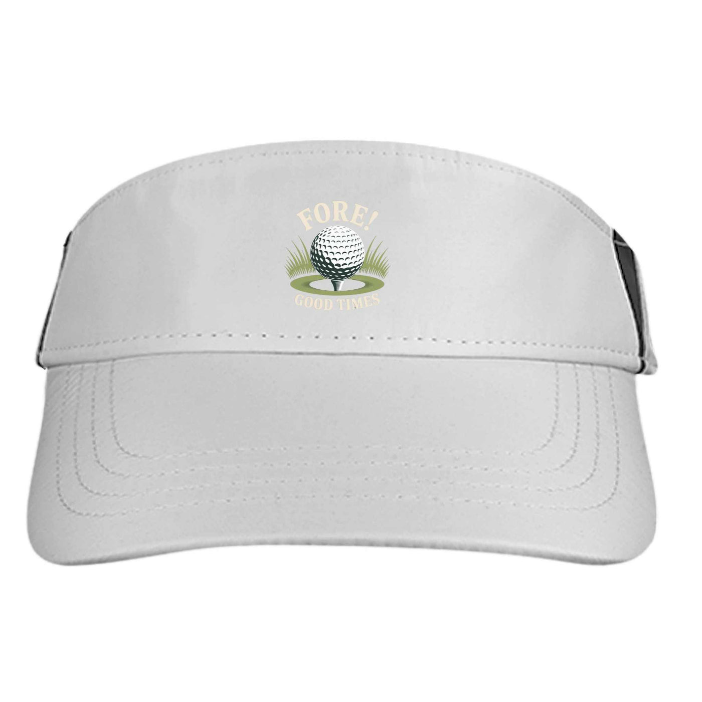 White Core 365 CE002 golf visor with moisture-wicking polyester microfiber and adjustable hook and loop closure