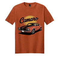 Deep Orange Heather - DM108 - FRONT Camaro blend cotton tee