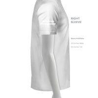 Right sleeve of a white t-shirt featuring 'American Horsepower' print, showing sleeve dimensions and fit.