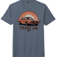 1969 Trans am graphic on District DM130 Perfect Tri Tee in navy frost color.