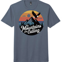 men's mountain eagle graphic tee featuring mountains and eagle design on navy frost t-shirt.