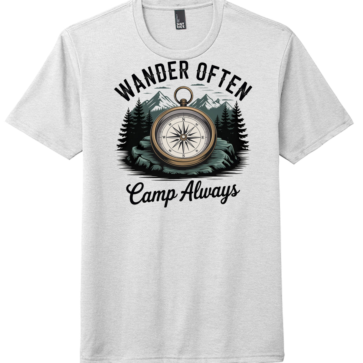 Wander Often Camp Always graphic tee for travel, perfect tri tee for travel in light grey color.