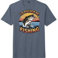 I'd Rather Be Fishing graphic design on a navy frost District DM130 Perfect Tri tee.