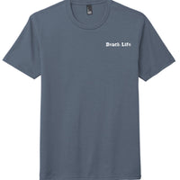 District tri-blend tee in dark gray featuring 'Beach Life' text for casual wear.